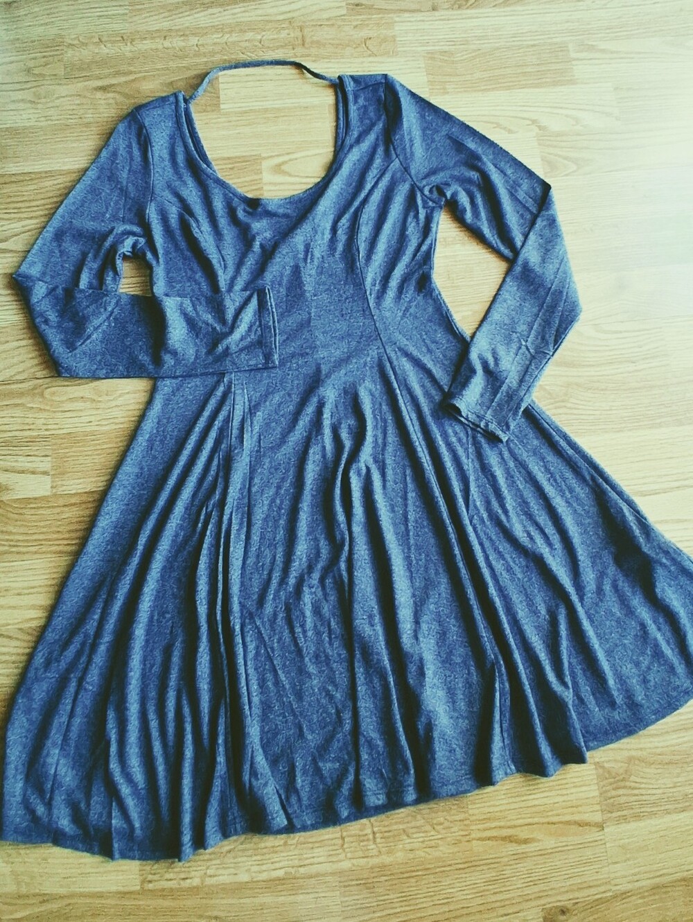NWT Ladies Soft Knit Dress By Acemi, Blue Heather ,sz M